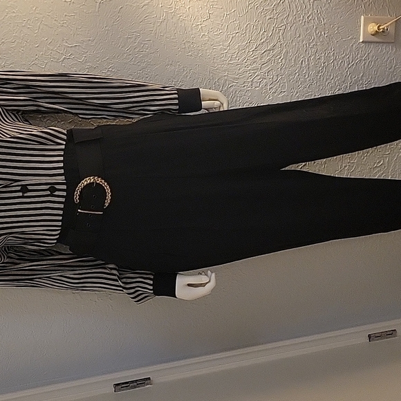 VTG MENU 1980s Striped Belted High Waist Landgirl Power Jumpsuit - Picture 7 of 16